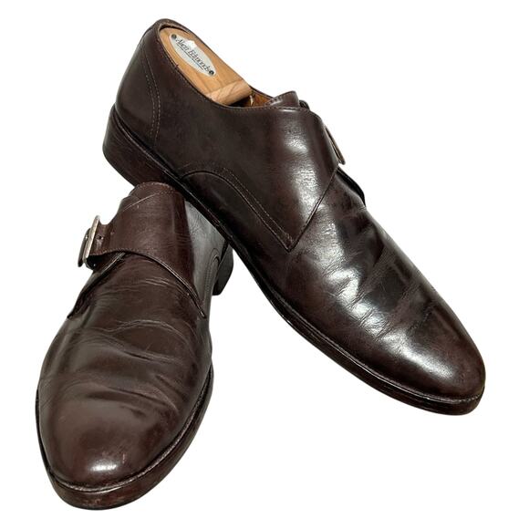 Allen Edmonds Men\'s Shoes 10 Norwich Monk Strap Buckle Dress Brown Made in Italy